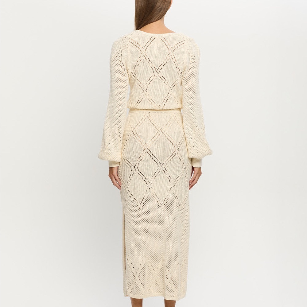 Kivari Samara Knit‎ Dress Cream Maxi Side Slits Women's Size 6 EUC - Picture 4 of 16